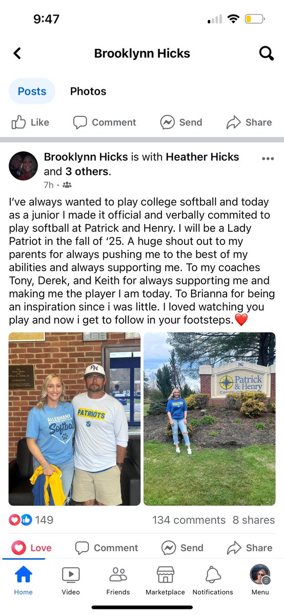 Dirt Diamond Commit - We are really proud of Brooklyn Hicks <a href="/_brooklynn07/">Brooklynn Hicks</a> She plays softball the right way. She hustles at all times and will go the extra to make any play. She is an extremely hard worker with a good bat <a href="/PHCC_Softball/">Patrick & Henry CC Softball</a>  got a great softball player and person