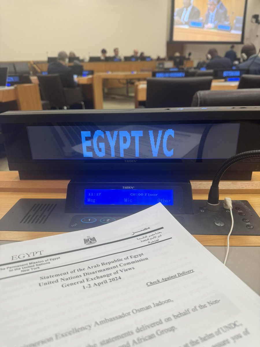 Great honor to have been elected today as a Vice-Chairperson of the United Nations Disarmament Commission #UNDC, on behalf of #Africa and #Egypt. UNDC is the specialized deliberative body of the UN with universal membership. 1/2