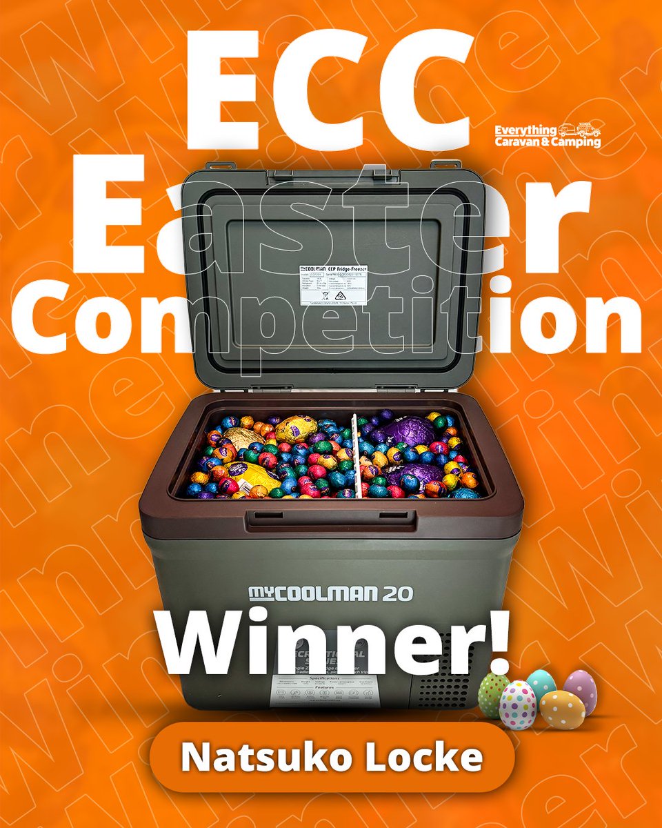 Congratulations to Natsuko Locke, the winner of our ECC Easter Giveaway with her guess of 899 eggs - just a hair away from the actual count of 906! 🥚🎯

#ECC #myCOOLMAN #WinnerAnnouncement #Congratulations #CampingLife #EverythingCaravanCamping #CampingAustralia