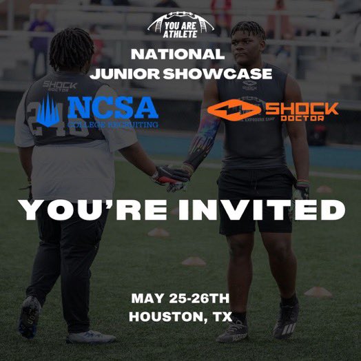 Blessed to receive this invitation to @youareathlete🙏🏾 ready to complete @ShockDoctor @NCAA @JodiMontanaUSAK #godsplan #blessed