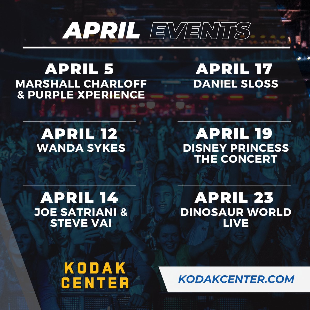 Happy April! 🌷

Info & tickets at KodakCenter.com and the Kodak Center Box Office (M-F 10am-2pm).

#kodakcenter #rocevents #thingstodoroc #visitroc