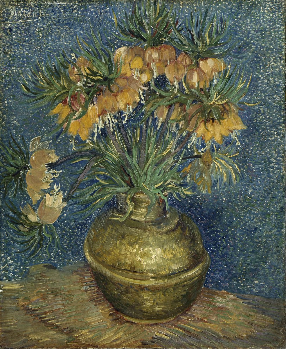 #VanGogh of the Day: Imperial Fritillaries in a Copper Vase, April-May 1887. Oil on canvas, 73.5 x 60.5 cm. Musée d'Orsay, Paris. @MuseeOrsay