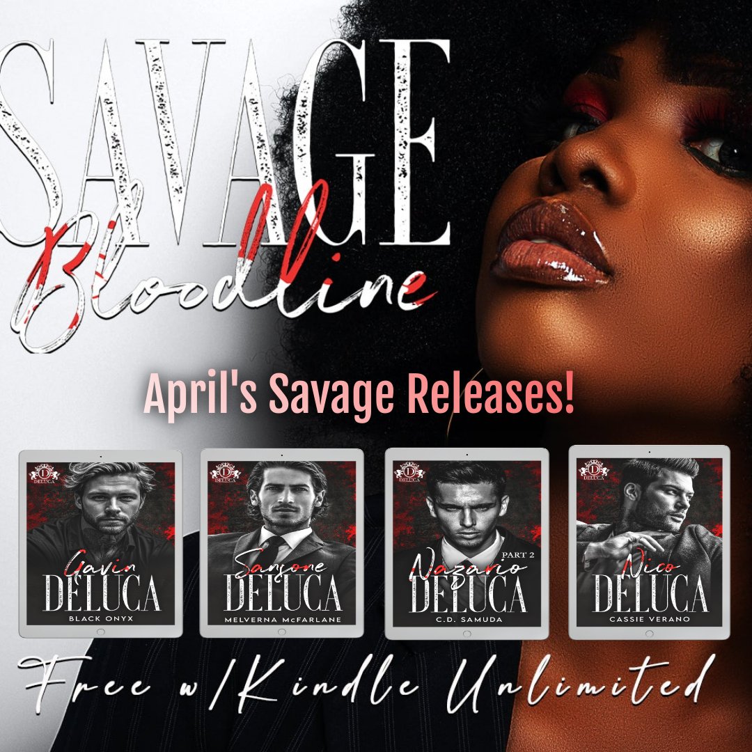 ♥️1 WEEK UNTIL RELEASES START!♥️ 
Get ready to be SAVAGED by these DeLucas in April. Preorder your copies today and prepare to be seduced by a mafia romance. 
amzn.to/48wfsdm 
#SavageBloodline #RomanceBooks #DeLucaCrimeFamily #GetSavaged