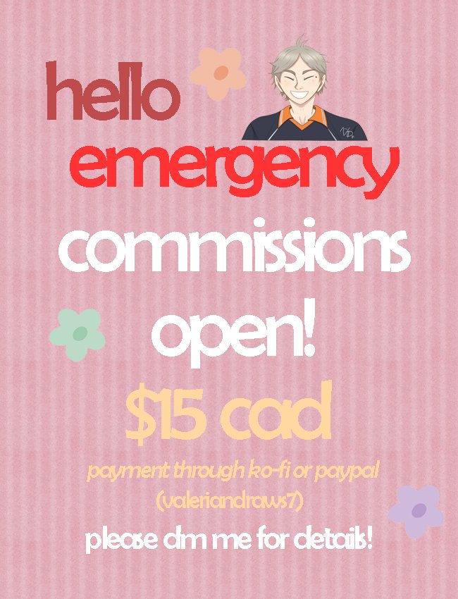 valeriandraws's tweet photo. 🌸 #emergencycommissions open! 🌸

im struggling to find a job &amp; need help paying bills 

15 cad for all types 
https://t.co/VH00j0DgFB

rts &amp; donations much appreciated! 
dm if interested ty ❤️ https://t.co/gImOjR2i7q