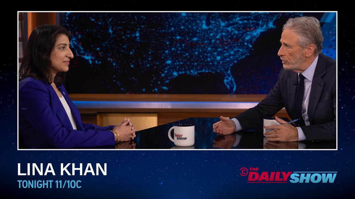 TONIGHT: @FTC Chair @LinaKhanFTC sits down with @jonstewart!