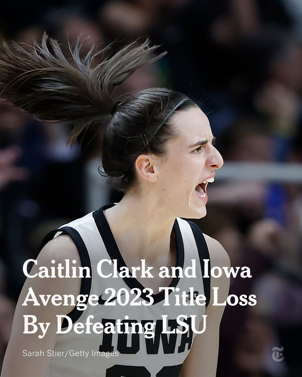 The New York Times (@nytimes) on Twitter photo Breaking News from <a href="/TheAthletic/">The Athletic</a>: Caitlin Clark and Iowa avenge the 2023 National Championship game and defeat LSU 94-87 to reach consecutive womenâs Final Four appearances. nyti.ms/4aEuUWi Breaking News from <a href="/TheAthletic/">The Athletic</a>: Caitlin Clark and Iowa avenge the 2023 National Championship game and defeat LSU 94-87 to reach consecutive womenâs Final Four appearances. nyti.ms/4aEuUWi