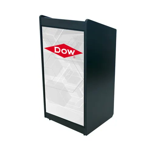 Project your image in a beautifully styled display lectern – The Digital Signage Visionary II Lectern is durable and functional, featuring a tough scratch resistant melamine surface, spacious storage and four hidden casters. ampli.com/lecterns-and-p…