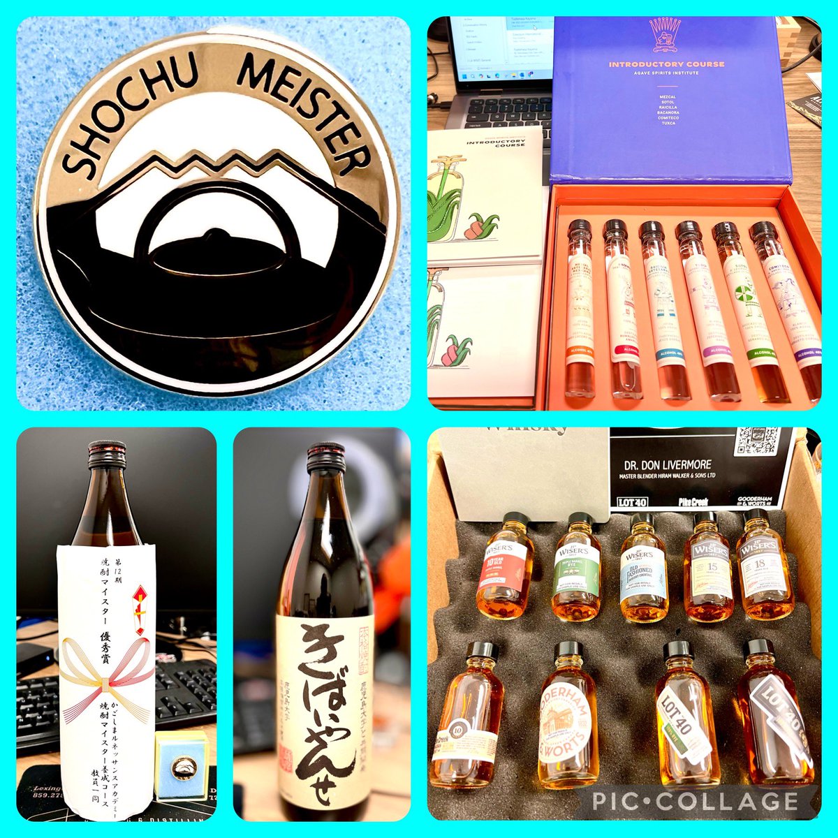 Returned to my desk after two weeks of travel, so delighted to find these, Shochu Meister Shochu and Pin, Canadian Whiskey sample set and Agave Spirits sample set textbook😻

#shochumeister #canadianwhiskey #agavespirits #internationaldrinksspecialists #dipwset #wsetdiploma