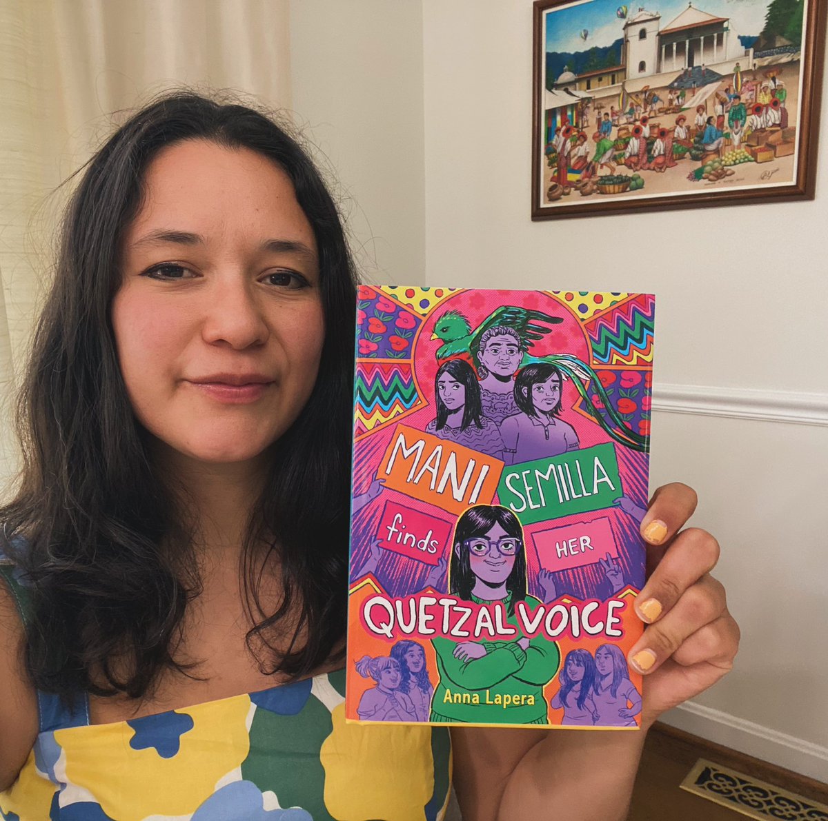 Hi #MGBookChat!
I’m Anna Lapera, and I write contemporary middle grade and YA. My debut book, MANI SEMILLA FINDS HER QUETZAL VOICE came out a few weeks ago. I am late to this chat and X in general but have written down all of these amazing titles you all have shared!