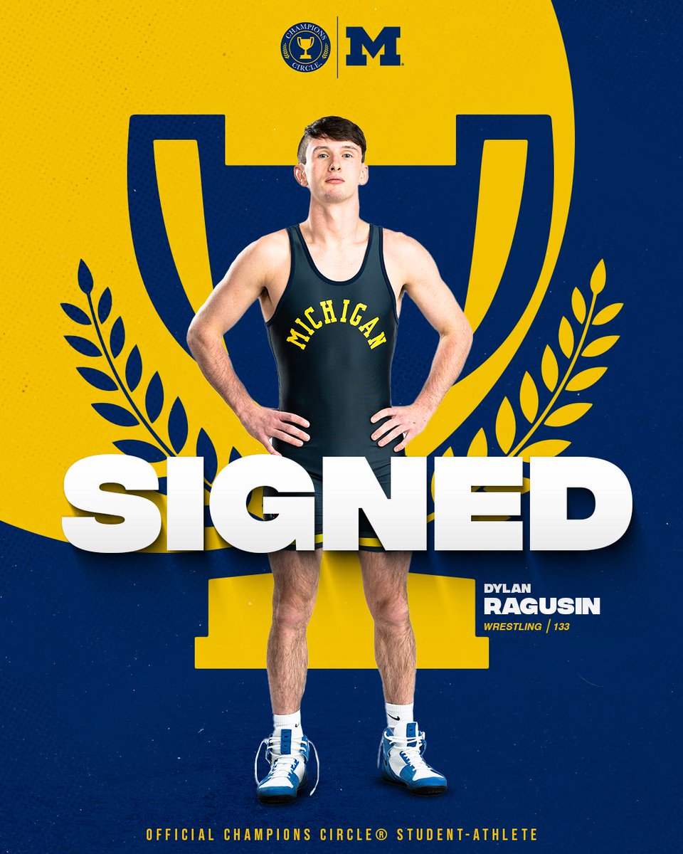 Wolverine Nation, join us in welcoming @Dylanragusin2 as an official Champions Circle Athlete! Ragusin, a Redshirt Junior had over 25 wins this season and was named a NCAA All-American! #GoBlue Be sure to support @umichwrestling by clicking the link ⬇️ championscircleuofm.com/wrestling