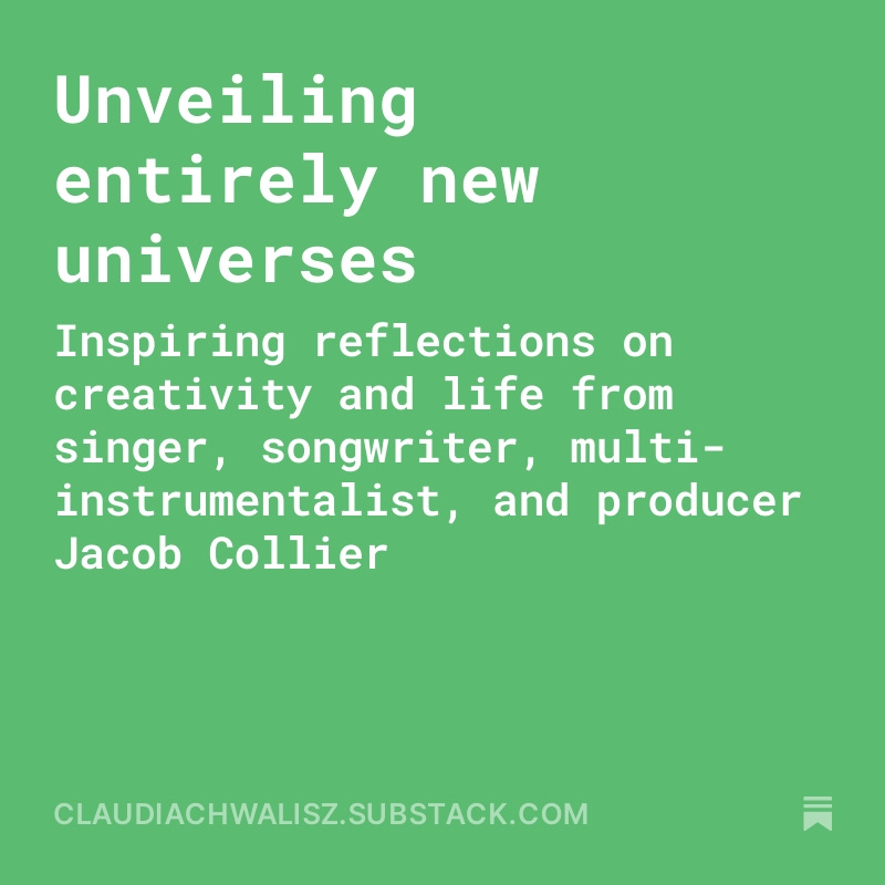 “The wisest of us don’t really know what’s going on, but we do know who we are and what matters to us.” Inspired by discovering @jacobcollier's work through @ColinandSamir's interview, I wrote some thoughts: claudiachwalisz.substack.com/p/unveiling-en…