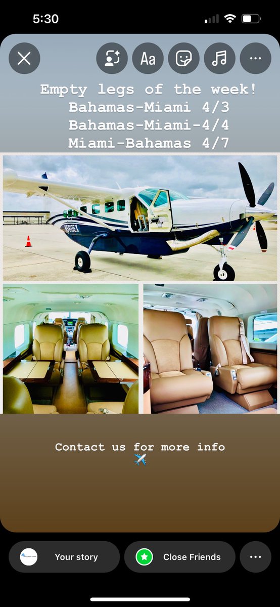 Check out this week’s empty legs ✈️  #flyswa #emptyleg #emptylegs #bahamas #vip #flyprivate #luxury #luxurylifestyle #plane #aviation #airplanes #cessna #cessnacaravan #charter #travel