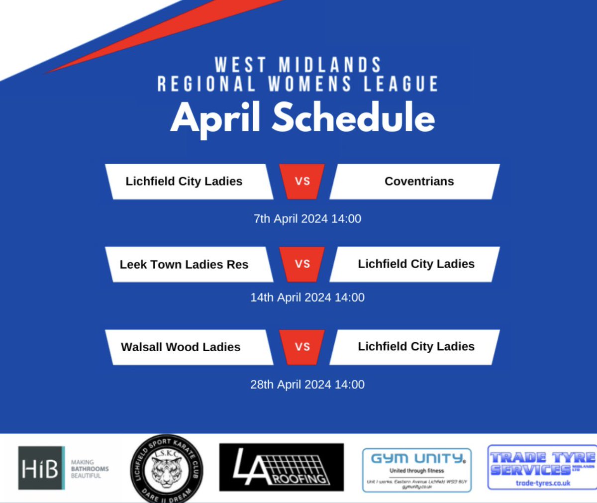 Aprils fixtures for the firsts and reserves