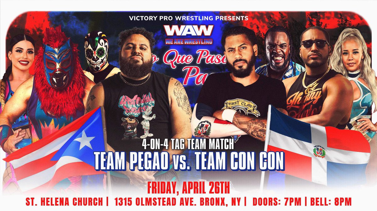 🇩🇴TEAM CONCON REVEALED🇩🇴 @eljhonnysantos & @sebastiancage make some #FirstClass choices to fill out Team ConCon for the Culture War to Settle the Score on April 26th! Team Pegao 🇵🇷 vs Team ConCon 🇩🇴 We Settle the Score Once & For All!!! GET YOUR 🎟️🎟️ eventbrite.com/e/vpw-presents…