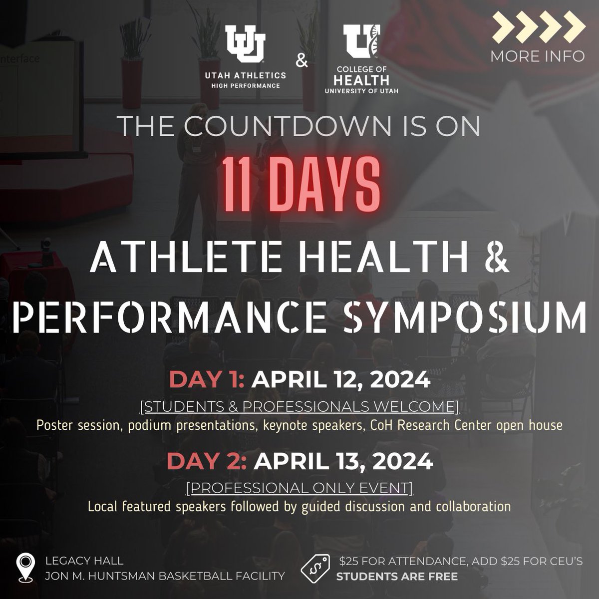 Countdown is on! 

Join us on April 12th &amp; 13th for the 2024 Athlete Health &amp; Performance Symposium. 

Register here: e.givesmart.com/events/AOp/