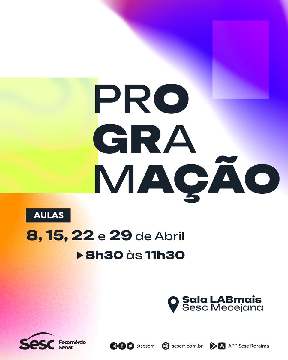 ‼️ Abertas inscrições para oficina de elaboração de 𝑷𝒐𝒓𝒕𝒇𝒐́𝒍𝒊𝒐 𝑨𝒓𝒕𝒊́𝒔𝒕𝒊𝒄𝒐 🎭

Clique e saiba mais! 👇

sescrr.com.br/sesc-roraima-a…

#SescRR #Roraima #Cultura