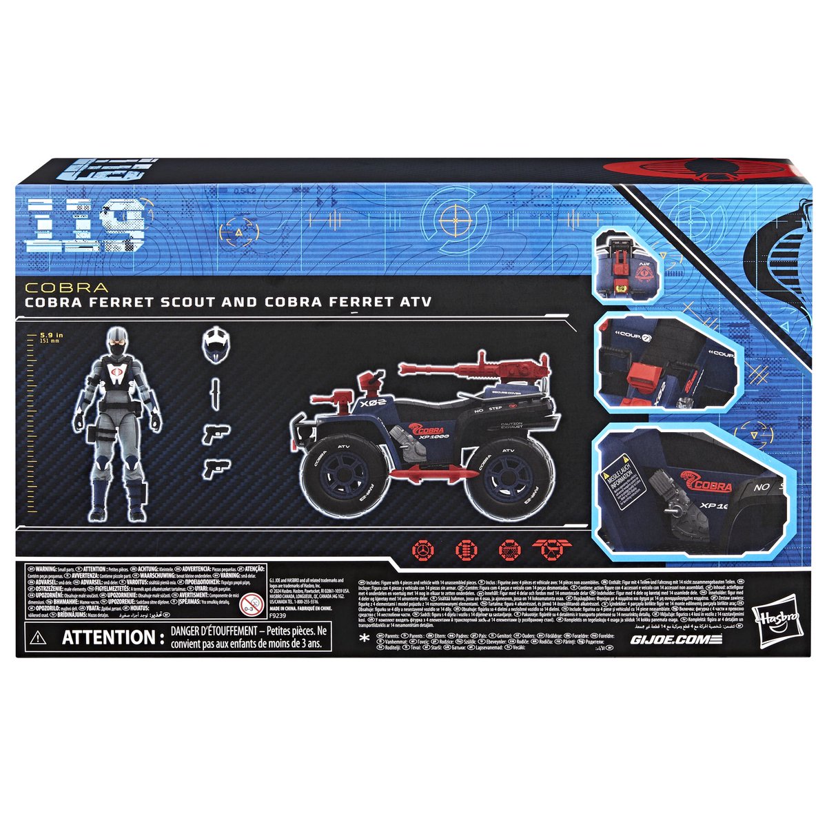 Official product photography for the Hasbro G.I. Joe Classified Series 6” Cobra Ferret ATV + Ferret Scout. $54.99 MSRP, I believe Hasbro Pulse exclusive.