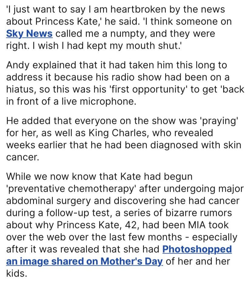 StephanieSidley's tweet image. The apology tour continues with #AndyCohen. He says he waited so long because he wanted to apologize on a LIVE mic. He’s Andy freaking Cohen! He didn’t need to wait just to get ratings for his radio show. Plus, the insult to #PrincessCatherine was on X! 
✅
#IStandWithCatherine