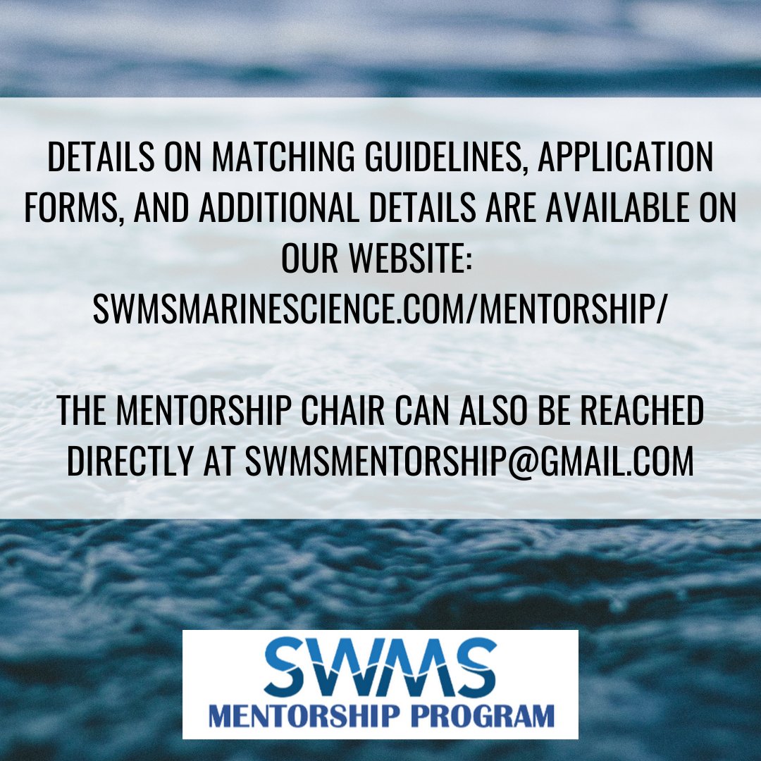 Are you looking for a mentor in the marine sciences? Or do you want to be a mentor for early career marine scientists? 👩‍🔬 SWMS has a mentorship program for you! You can find out more details here or on our website: swmsmarinescience.com/mentorship/