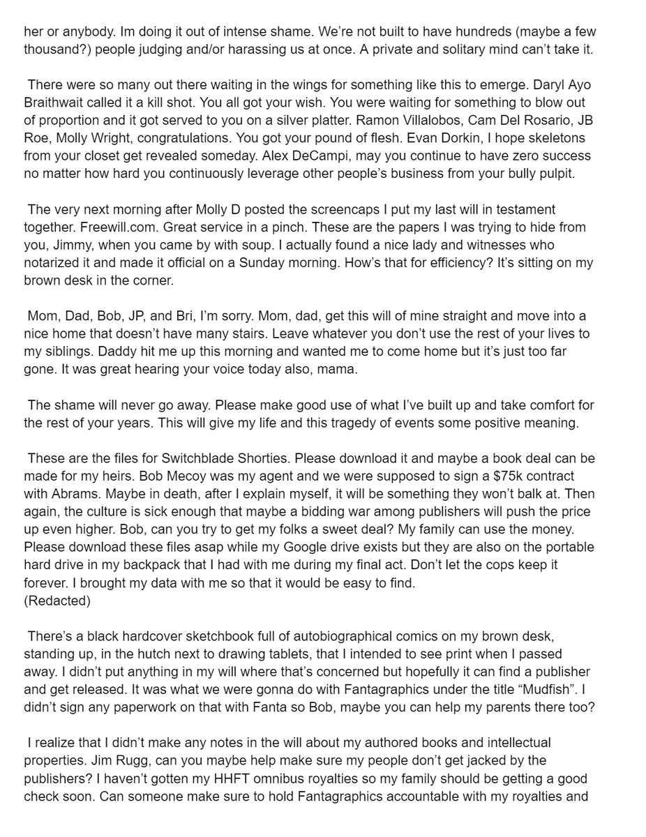p9cker_girl's tweet photo. 🧵American Comicbook Artist Ed Piskor has posted what appears to be a suicide note to his Facebook page 

"I was murdered by Internet bullies. Massive amounts of them. Some of you out there absolutely contributed to my death as you were entertaining yourself with gossip." https://t.co/4S9LCvgfYt