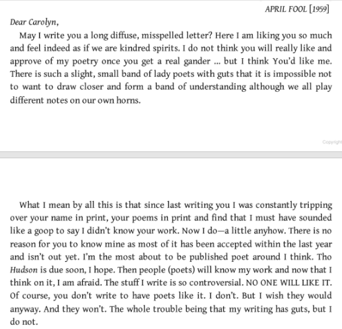 Just Joyce on X: 'Anne Sexton wrote to aspiring poet Carolyn Kizer...