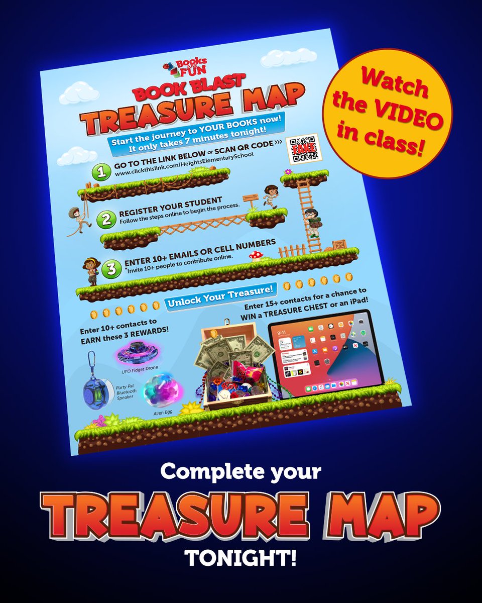 Book Blast begins today! All you have to do is invite 10+ friends and family members to earn 3 awesome prizes and a chance to win one of four Treasure Chests or an iPad! Visit (bookblast.booksarefun.com/DesertWindES79…) and unlock treasure. It takes just 7 minutes TONIGHT. @DW_K8S #SISD_READS