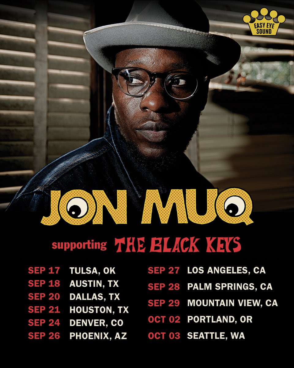 So excited I am going on tour with my brothers @theblackkeys and @theheadandtheheart this fall. I will performing at an Arena near you on these dates listed.
Tickets on sale this Friday. Get em all 
 #tour #jonmuq #theblackkeys #flyingaway
@easyeyesound 
@concordofficial