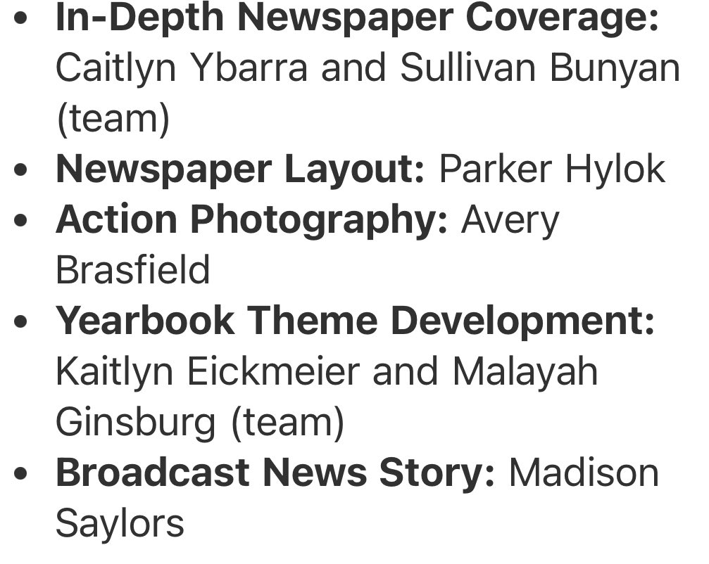 Congratulations to these awesome Titan journalists!!  #SouthSidePride