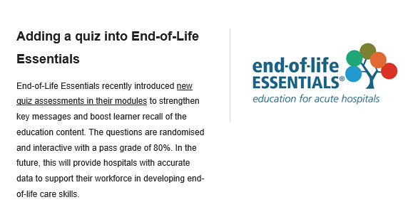🌟Thank you for including us in your news @PallCareSA! We hope our learners are enjoying this new feature. Find the new questions in our modules - 🔗endoflifeessentials.com.au/Education-Modu…