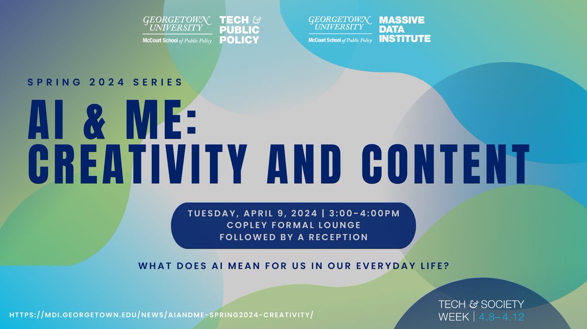 Join the @McCourtSchool' s Massive Data Institute and Tech & Public Policy program as we host the third and final in a series of panels exploring the question of “what does AI mean for us in everyday life?” Event takes place during @TechGeorgetown Week. mdi.georgetown.edu/news/aiandme-s…