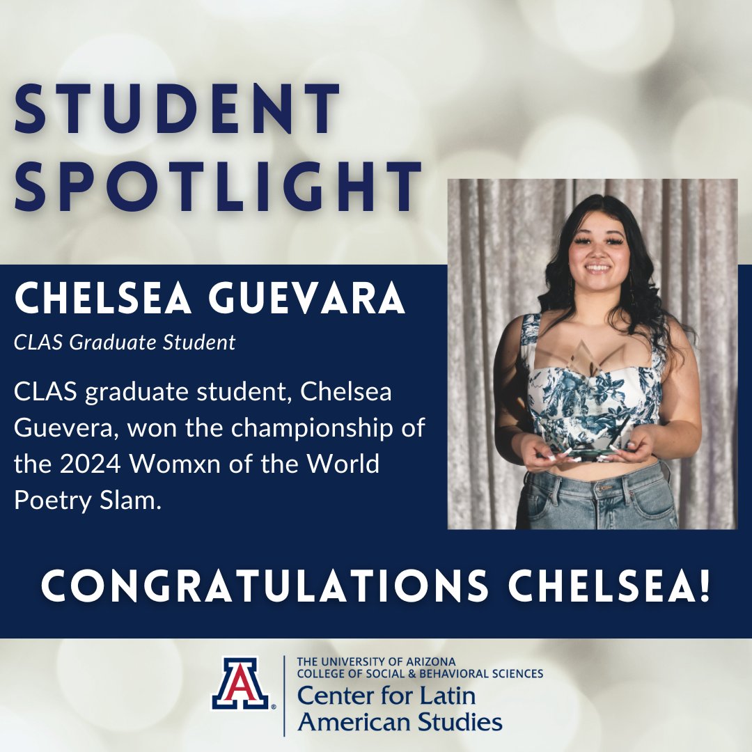 🎉Student Spotlight🎉 CLAS graduate student, Chelsea Guevera has won the championship of the 2024 Womxn of the World Poetry Slam. Congratulations Chelsea! To learn more,click below: shorturl.at/mCKW7