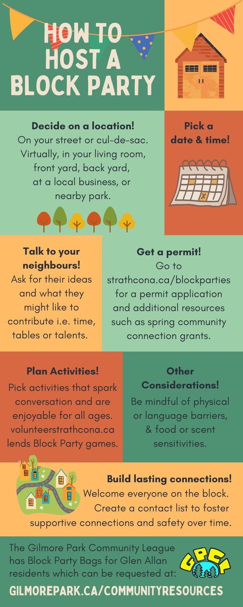 If you want to host a Block Party but aren't sure where to begin here is a 'How To'! Also, GPCL has compiled Block Party Bags for Glen Allan residents with supplies for getting to know your neighbours. Click here to request a Block Party Bag! 🥳 #shpk forms.gle/wj9JrVNQW8GvDd…