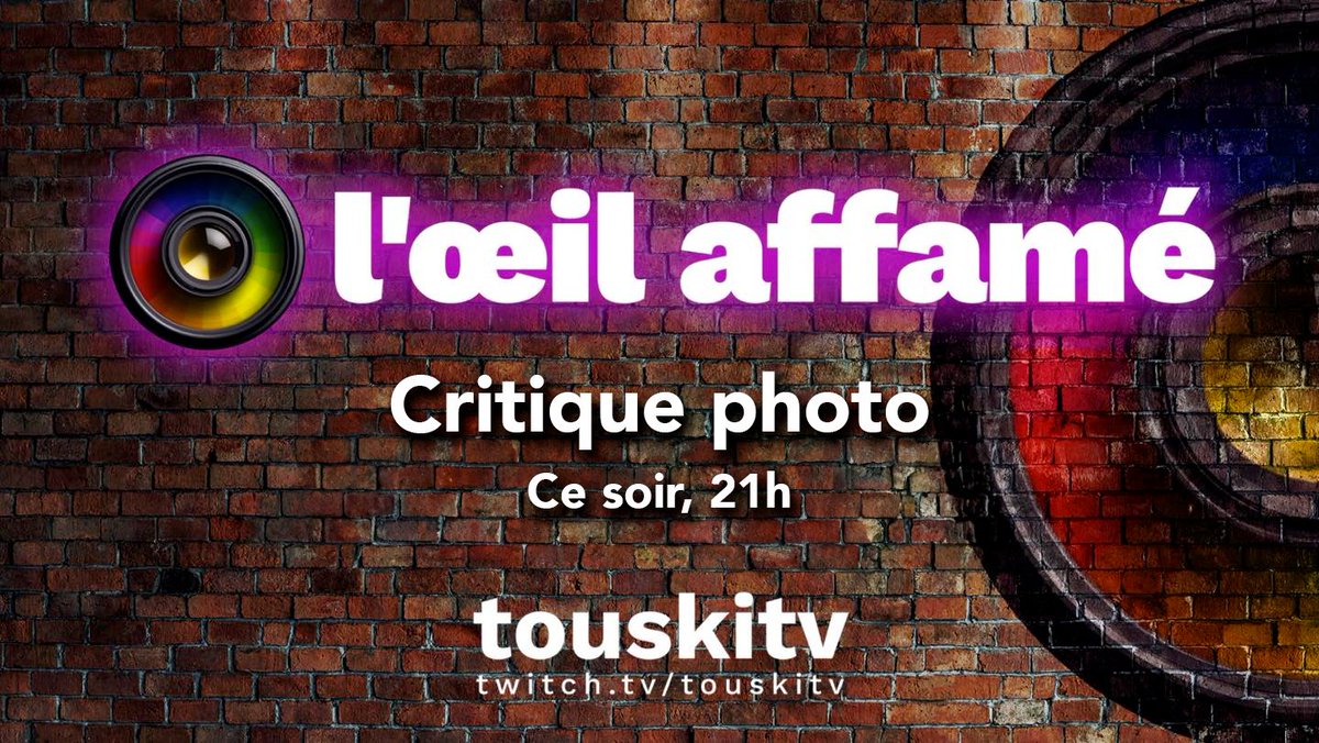 thegaumart's tweet photo. 👁️ Ce soir à l’Oeil affamé
C R I T I Q U E P H O T O 📸
Soyez des nôtres dès 21h >>> https://t.co/nIzaa5lFoU
#oeilaffamé #touskitv #twitchqc #photographie #clubphoto #photo https://t.co/EKgBKTVABz