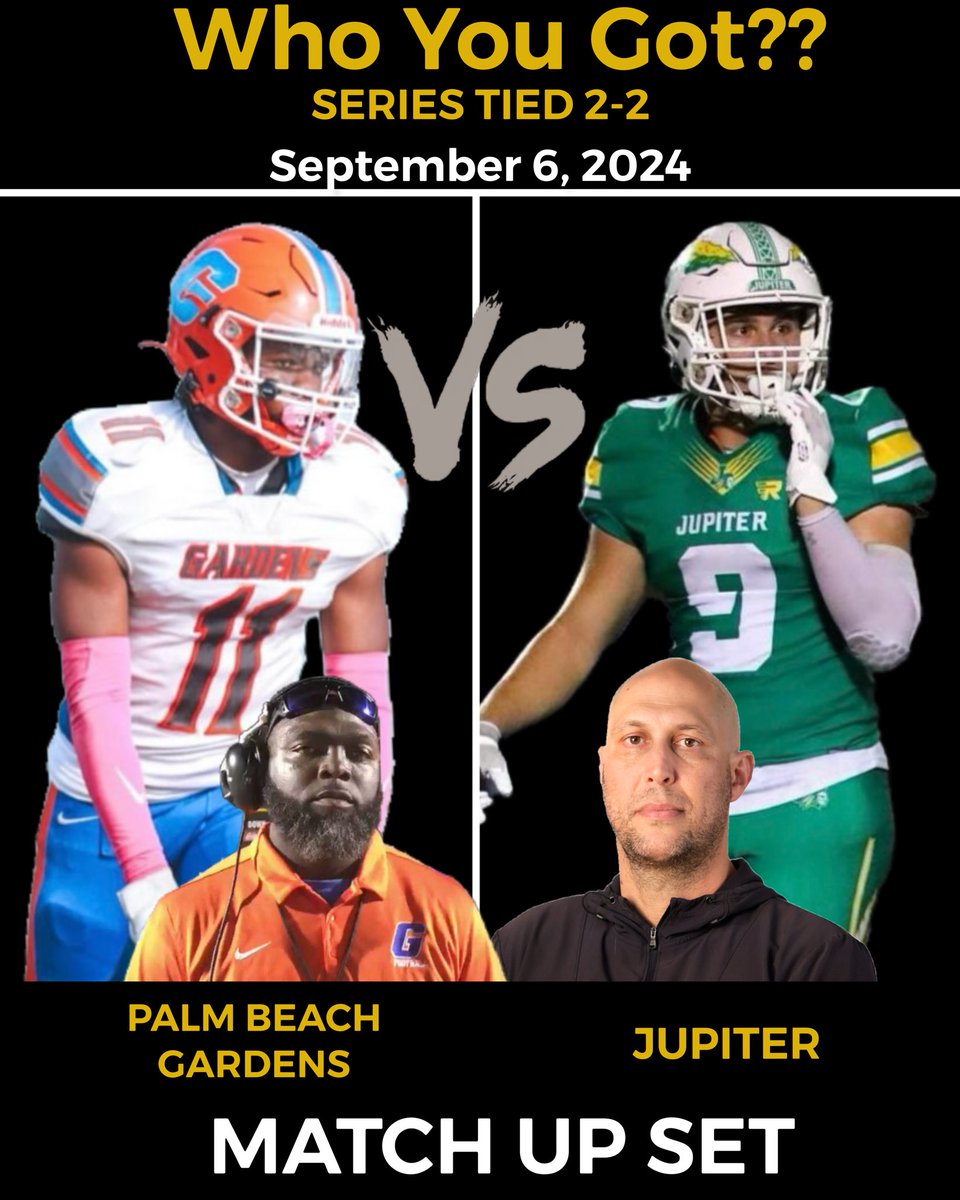 Be there Palm Beach Gardens vs. Jupiter @CoachHiggins50 @Dylan_Furshman @101Warriors @CoachGreen561