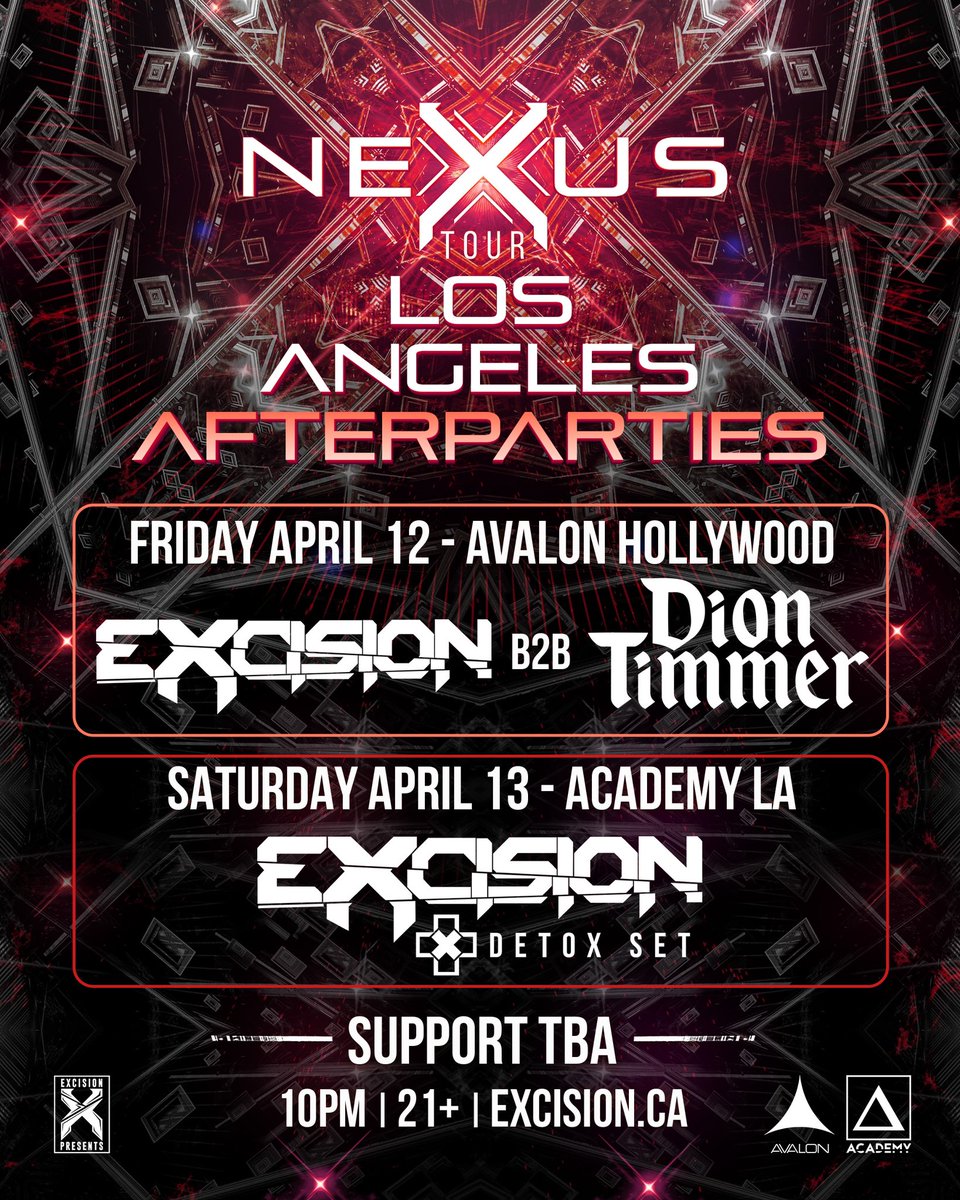 The Nexus Tour hits LA in less than 2 weeks! The official afterparties are ON SALE NOW 😎 See you there, Headbangers!