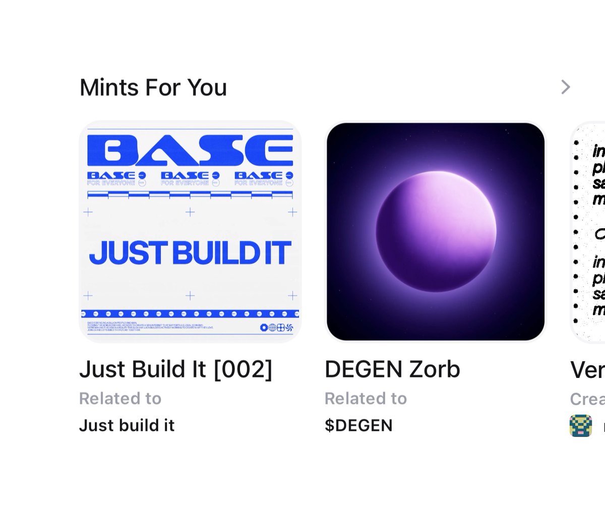 'Mints for you' have launched on @zerion's incredible new Explore tab. These are powered by @daylight and are related to tokens you hold, from creators you have minted from before, and more. Stoked to have this live!
