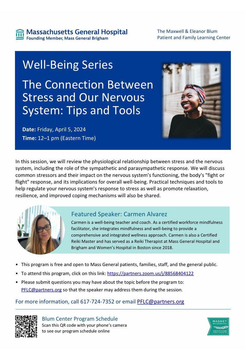 April is Stress Awareness Month! This is a great opportunity to raise awareness about the effects of stress & to promote healthy coping mechanisms. Join us! Friday, April 5th at 12pm EDT open to patients, families, and employees. #StressAwarenessMonth #wellbeingatwork
