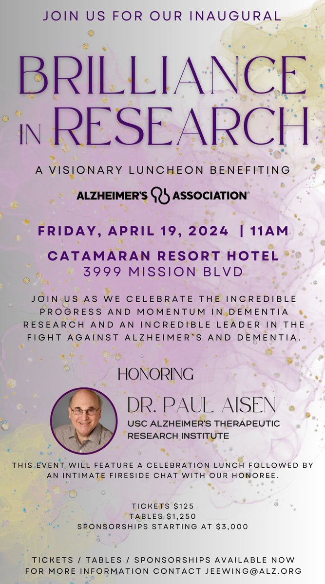 Join us in celebrating the incredible progress in dementia research and honoring a pivotal figure in the battle against #Alzheimers, Dr. Paul Aisen of ATRI. Enjoy a celebratory lunch and an intimate fireside chat with Dr. Aisen. Together, we can #ENDALZ.