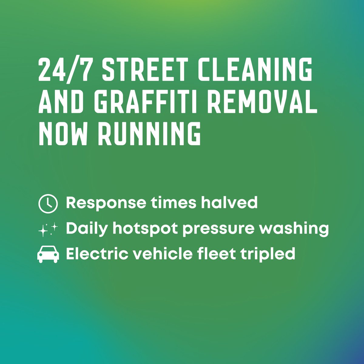 We're cleaning the city 24 hours a day, 7 days a week. Our new Cleaning Services contract will ensure Melbourne always looks its best by ramping up graffiti removal and keeping our streets sparkling. Report cleaning and graffiti issues via our website or call 03 9658 9658.