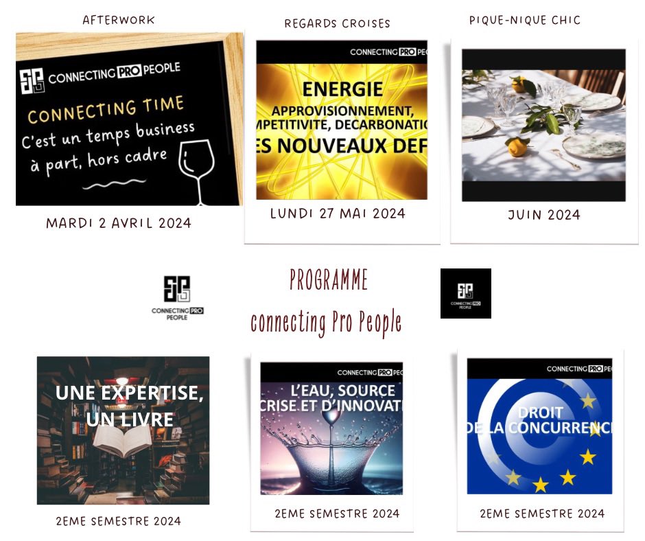 #Connectingpropeople #Programme en cours et à venir
Retrouvez au fur et à mesure nos événements via connecting-pro-people.com/agenda-connect…