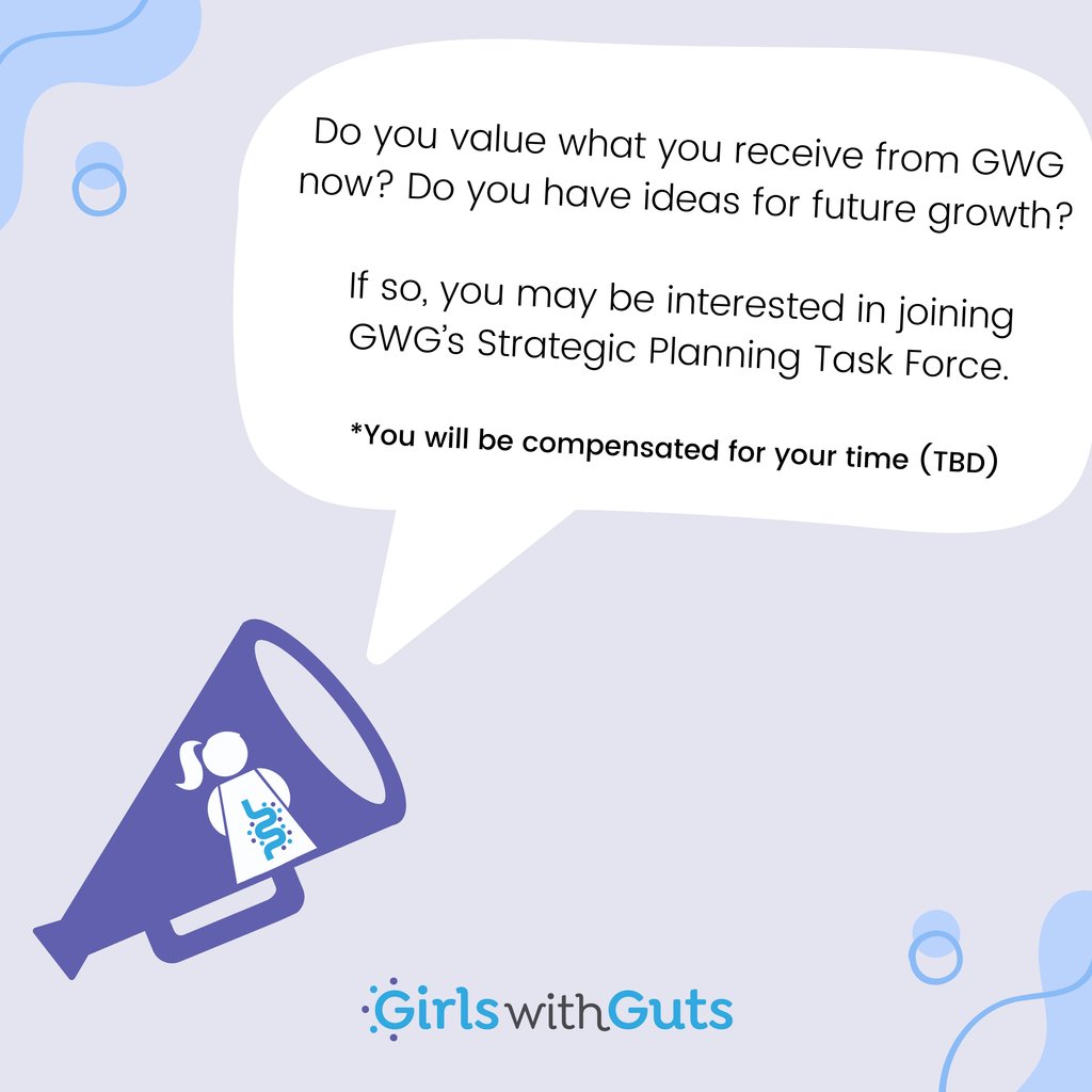 Seeking volunteers for GWG’s Strategic Planning Task Force! For more info, go to: bit.ly/3Pzn6gy If you are interested, please complete the form linked in the post in our private FB forum by April 15th and we will reach out! Thanks for supporting the future of GWG!