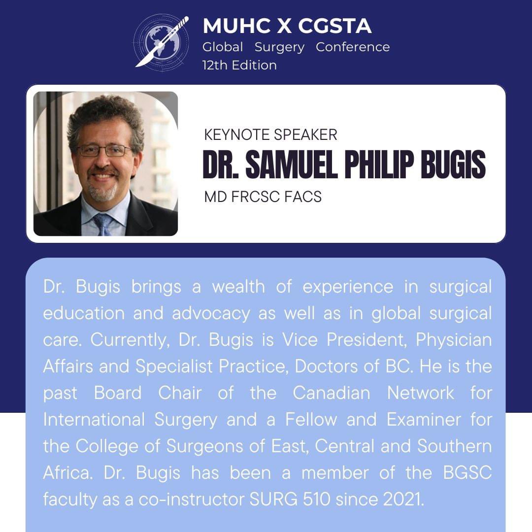 Meet Dr. Bugis, our keynote speaker for this year's conference! 📅April 13th, 2024 at 10:10 AM EST 📍Dr. Bugis will be present in-person and his talk will be live-streamed (Zoom link coming soon)! Register here for the event: linktr.ee/cgsconference