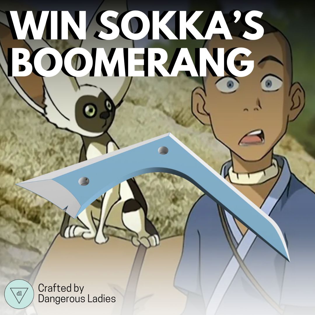 Thank you to our friends at Dangerous Ladies for sponsoring our Avatar: The Last Airbender fan celebration. Get ready for a raffle prize like no other with this wonderful replica of Sokka's boomerang! Tickets: buff.ly/3ICD4CA