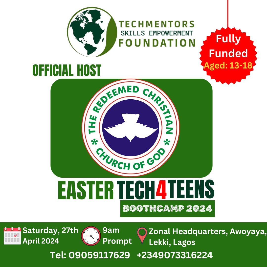 Techmentor79138's tweet photo. As we approach the exciting Tech4Teens Bootcamp 2024, we want to extend our deepest appreciation to RCCG, Light of Men for graciously availing to host this year’s Tech4teen Bootcamp. Your support is invaluable in making this bootcamp a reality. 

#Empowerment #charity https://t.co/kCYVJgwcLT