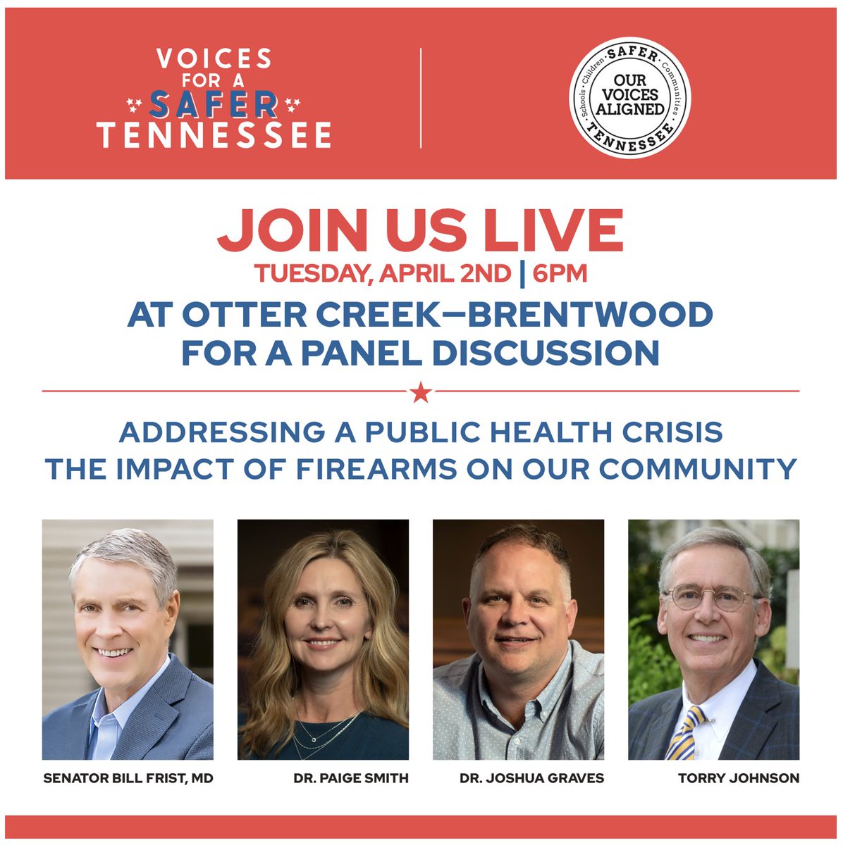 Join us in person or via Livestream Link at Otter Creek Church in Brentwood TOMORROW. LINK TO REGISTER: safertn.org/events/william… OR JOIN VIA LIVESTREAM: safertn.org/livestream/