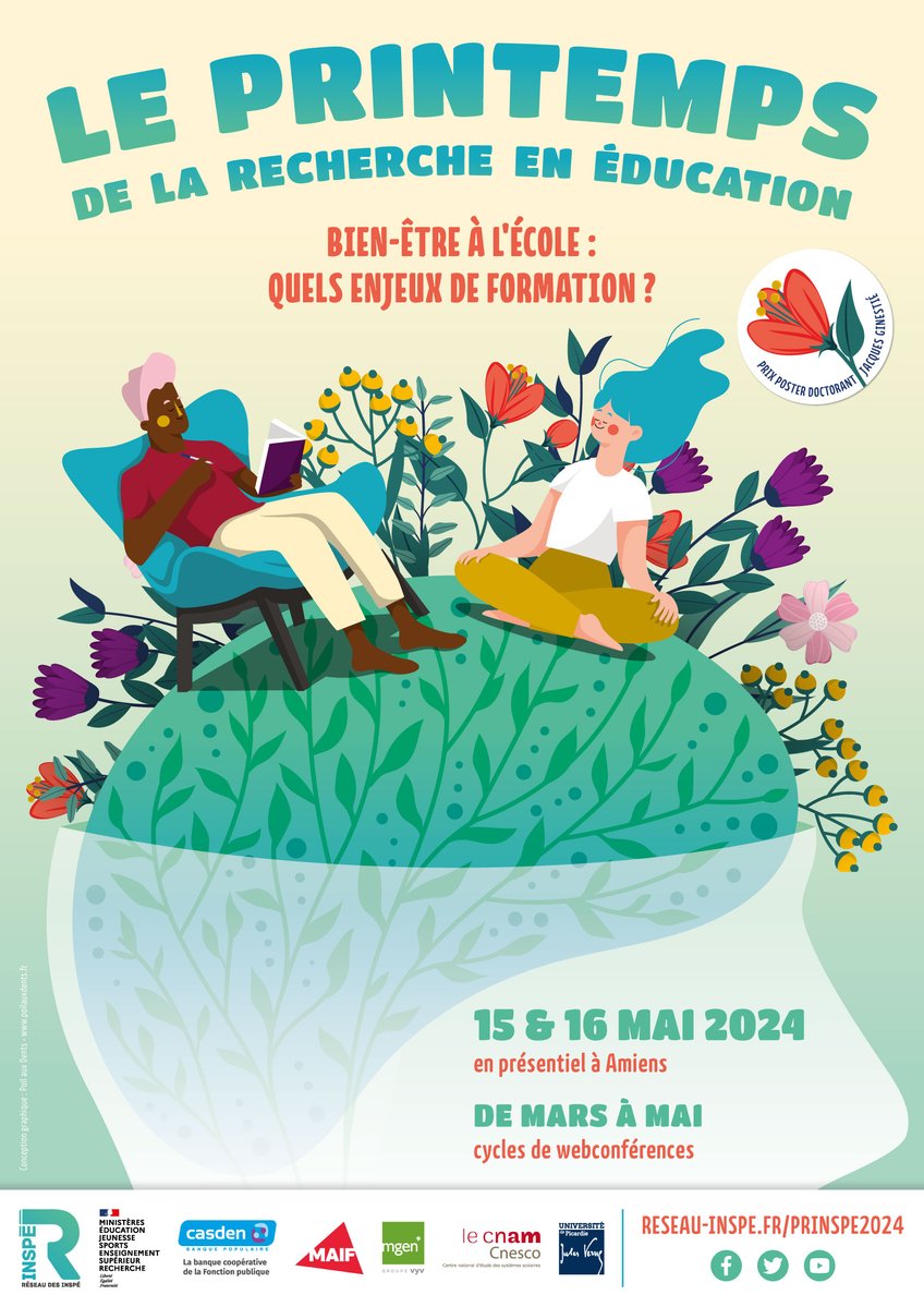 🌷Il est encore temps de s'inscrire pour le présentiel du Printemps de la #Recherche en #Éducation 2024 ! Vous avez jusqu'au 28 avril ! 📅Quand ? 15 & 16 mai 📌Où ? @UPJV_Univ, Amiens Pour vous inscrire c'est juste ici : 👇eventbrite.com/e/billets-prin…