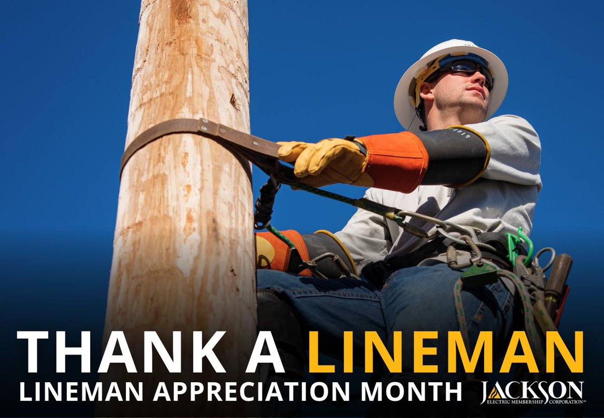 April is Lineman Appreciation Month. Linemen are the heart and soul of Jackson EMC and we are so grateful of their service to provide power to over 260,000 meters in Georgia. Make sure to thank a lineman this month and every month! #JacksonEMC #ThankALineman