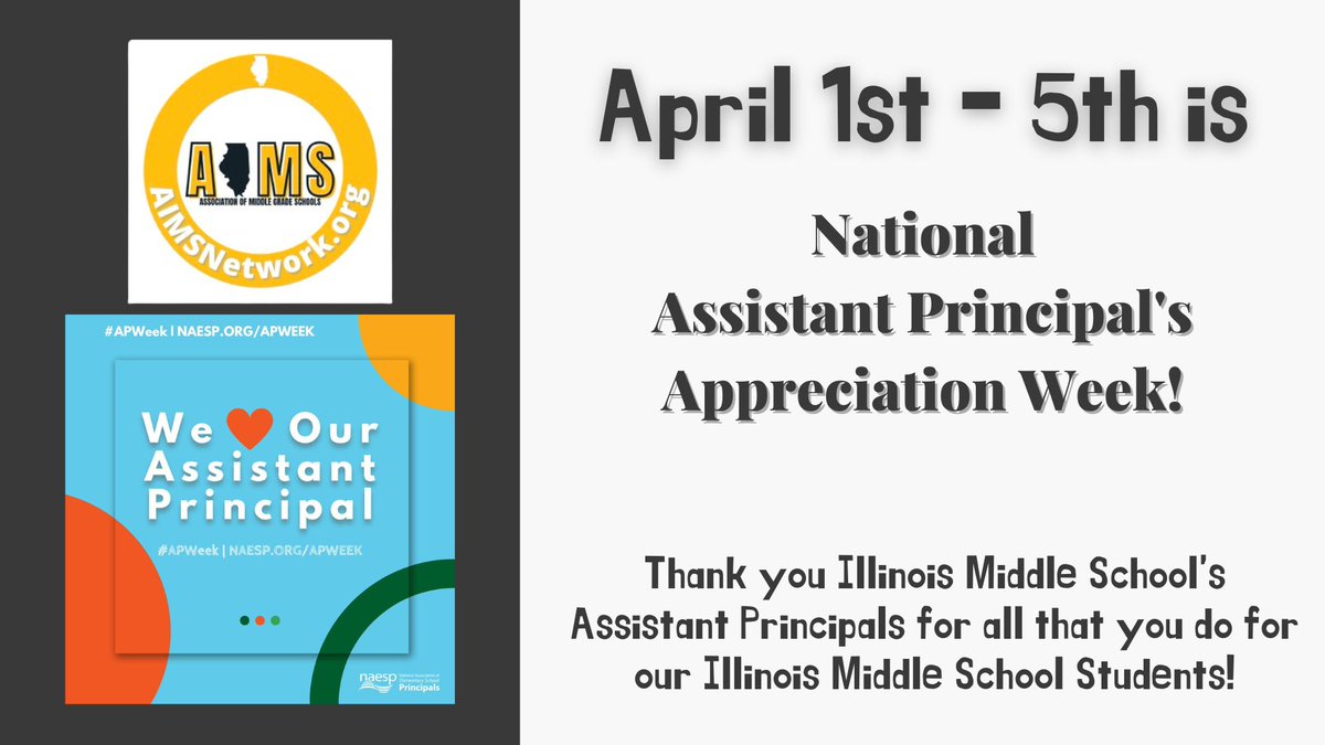 A special shoutout to all of the Assistant Principals at our AIMS Network schools in celebration of National Assistant Principal’s Appreciation Week!  Thank you for all of your hard work and dedication to our middle school students. 
#apappreciationweek