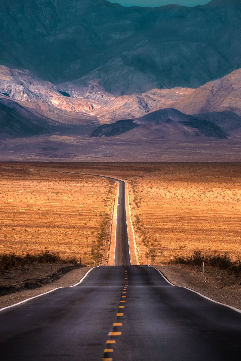 You can see a car far far off into the distance that took at least 10 min to get to me. This was captured at 300MM and cropped at 50%, so that gives you an idea of the vastness of this stretch of road in death valley. #roadTrip