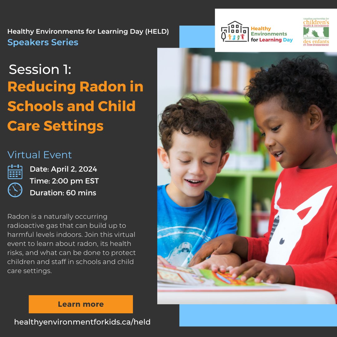 It’s not too late! Join the first session of our HELD 2024 Speaker Series (@HealthySchCan) on reducing radon in schools and child care settings on April 2nd. Register for the free virtual event here: us02web.zoom.us/webinar/regist…